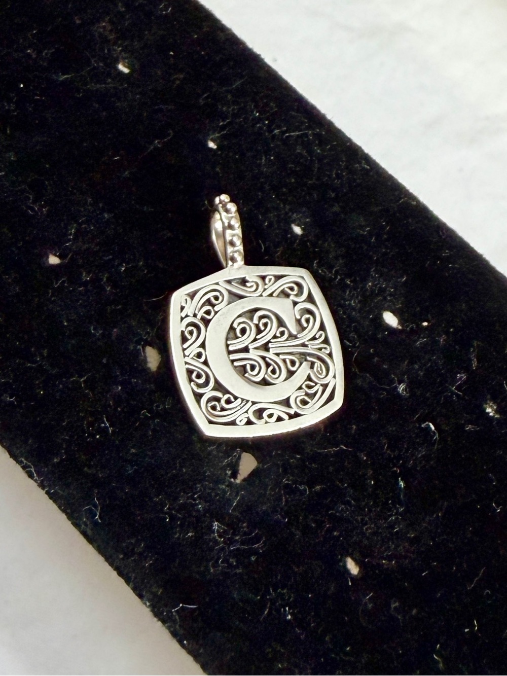 LORI BONN Sterling Silver Filigree Scroll Sweets Initial Letter C Pendant Charm
